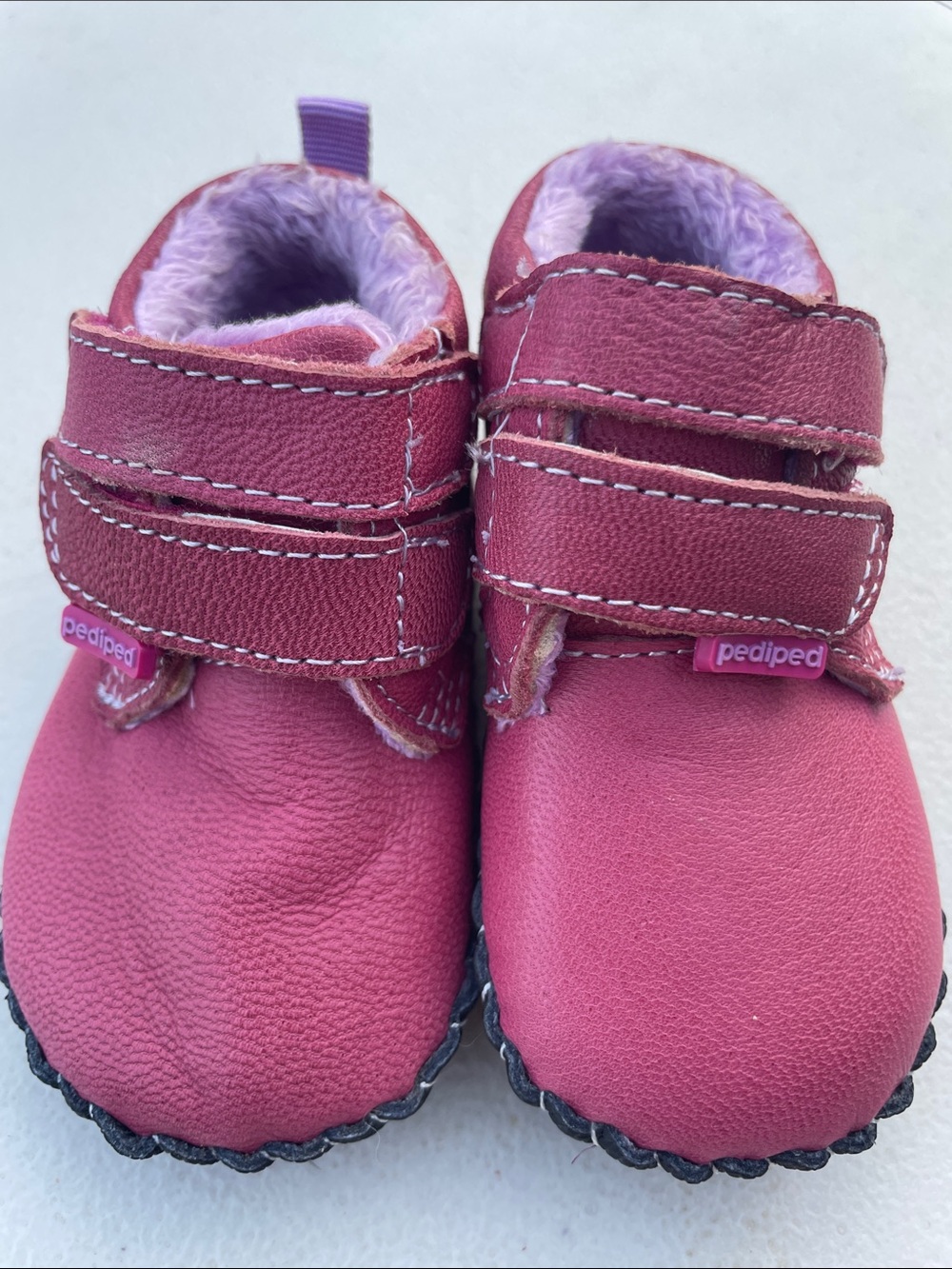 Pediped Winter Pink and Purple Leather Velcro Baby Walker Boots